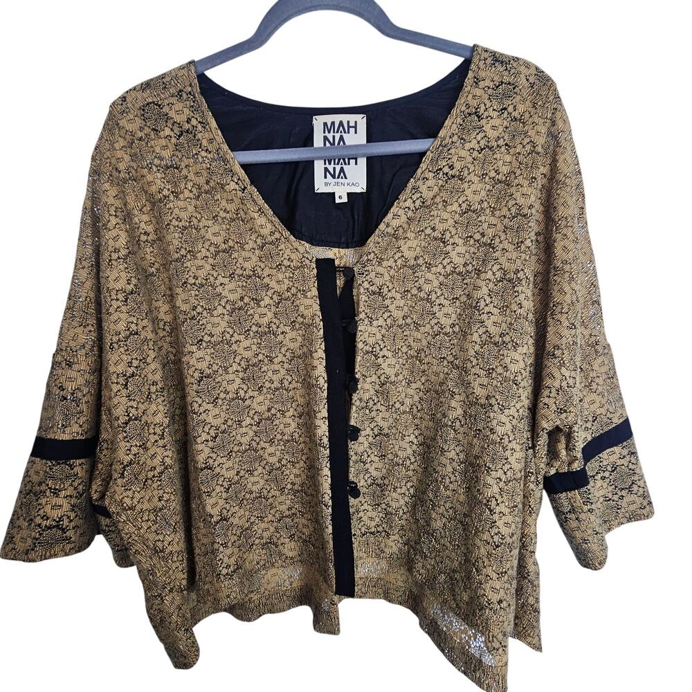 Anthropologie Mah Na Mah Na Jen Kao Lace Cardigan Blouse 6 Slouchy Boho Hippie